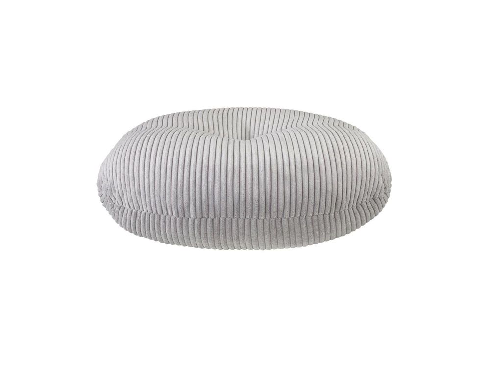 Cuscino da terra rotondo in velluto a coste | grigio | Ø 60 cm | altezza: 18 cm | XDREAM | pouf | cuscino da seduta | cuscino da yoga
