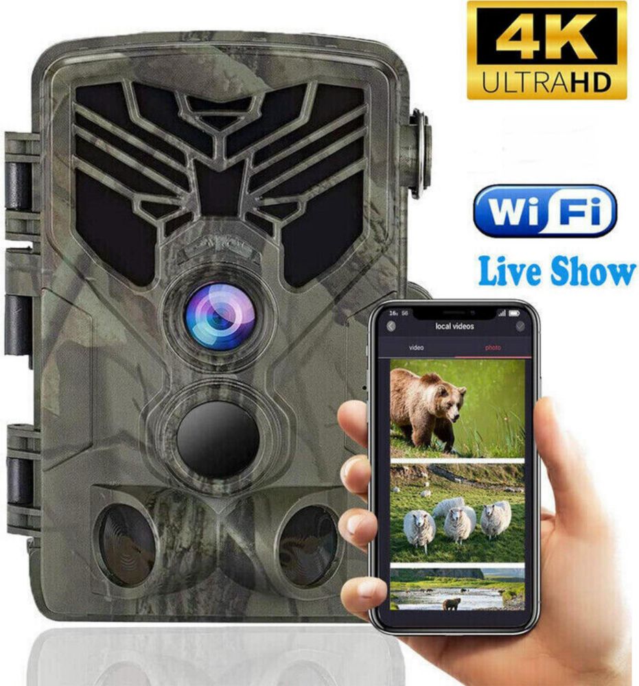 WLAN Wildkamera WiFi 830Pro 36MP + 32GB SD-Karte Unsichtbare 44 LED 4K Video Jagdkamera Überwachungskamera SUNTEKcam
