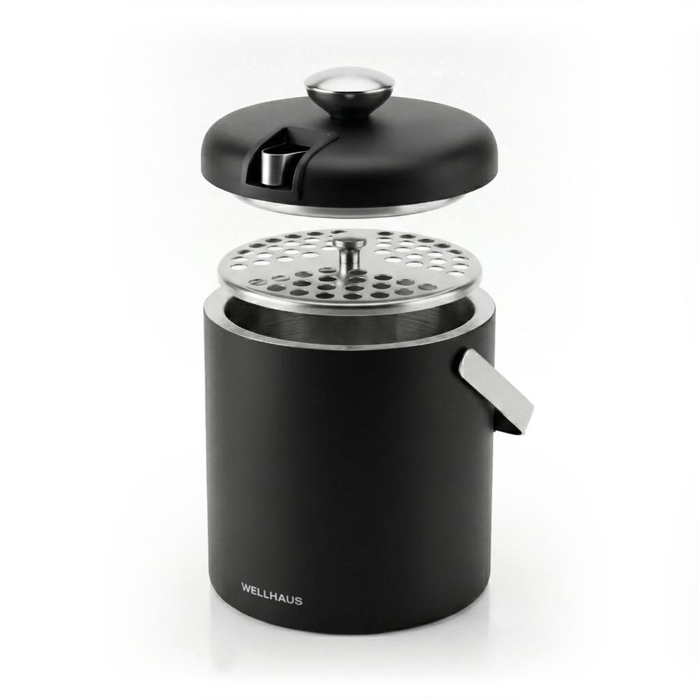 WELLHAUS Eiskübel mit Zange 1,3l Schwarz