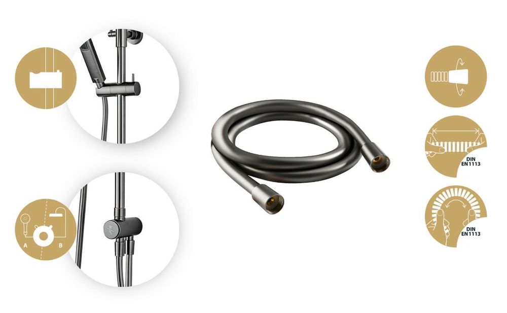 Duschsystem mit höhenverstellbarer Halterung und flexiblem, knickfestem Brauseschlauch