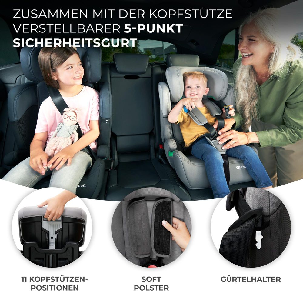 Kinderkraft COMFORT UP i-Size - Autokindersitz - Autositz - 76-150 cm - R129 Norm - 5-Punkt-Gurt - EASY GROW System - Belüfteter Sitz - Grün
