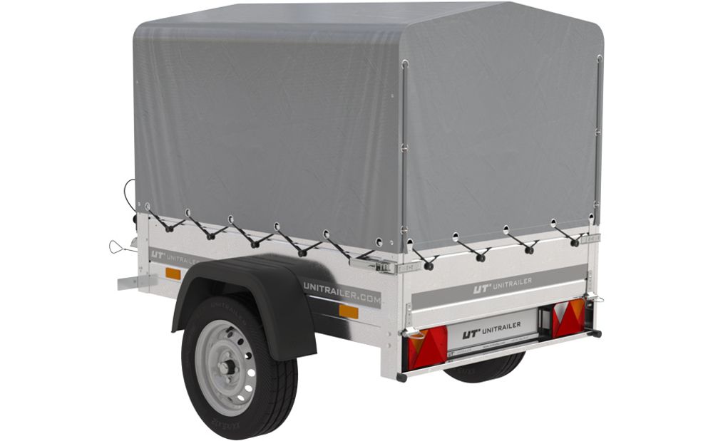 Kipper Anhänger 750 kg Garden Trailer 150 KIPP 150x106 cm [mit Hochplane, Hochspriegel und Stützrad]
