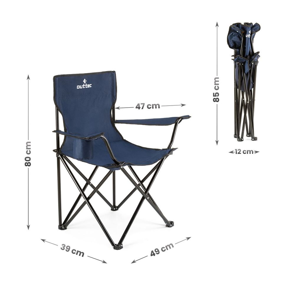 Campingstuhl blau, Maße: 80x49x39/85