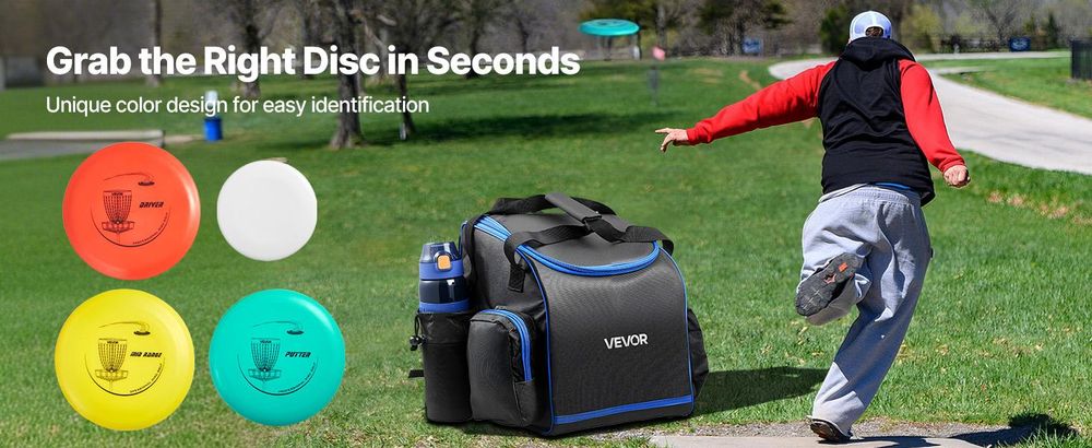 VEVOR Disc Golf Set, 6 PCS Fliegende Scheiben für Anfänger, Disc Golf Starter Set, mit Putter, Mid-Range, Driver, einschließlich Mini Marker, tragbarem Rucksack, für Outdoor, Garten, Rasen, Strand und Park, 12 Stück mit Tasche