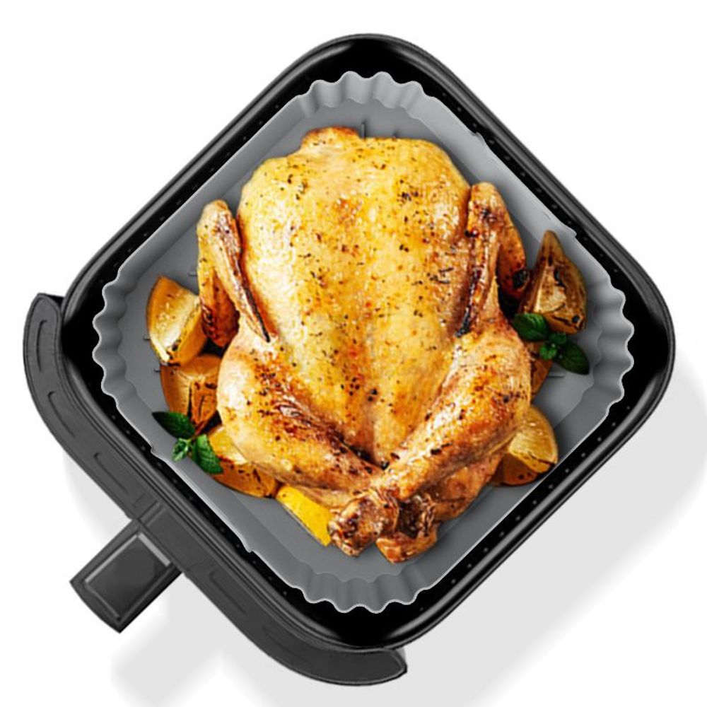 Airfryer Zubehör Set Silikon, 22.5cm Silikonform mit 2 Mini-Ofenhandschuhen, BPA-frei, Antihaft, spülmaschinengeeignet, bis 230℃, für 4.7–7.2L