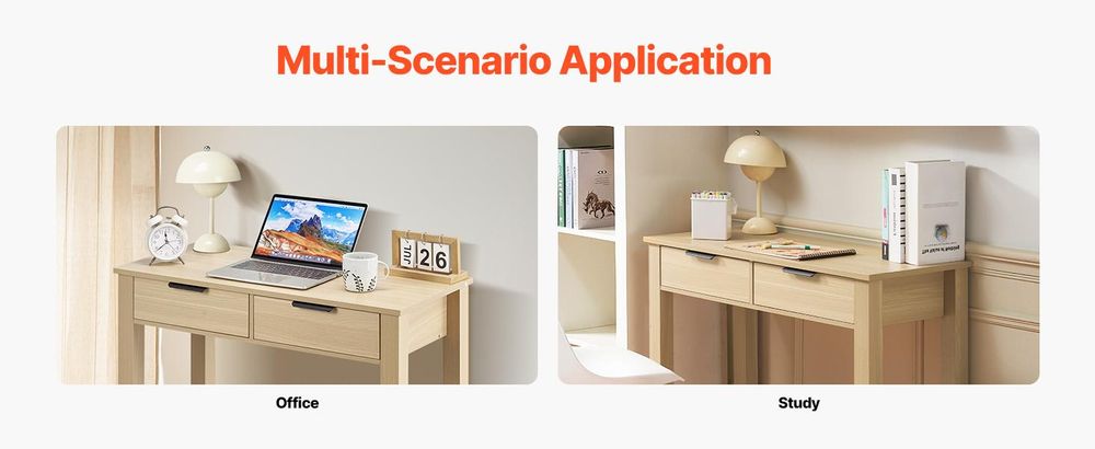 VEVOR kleiner Schreibtisch mit Schublade, Schreibtisch für Schlafzimmer, einfacher Arbeitstisch aus Holz zum Zeichnen, Lesen