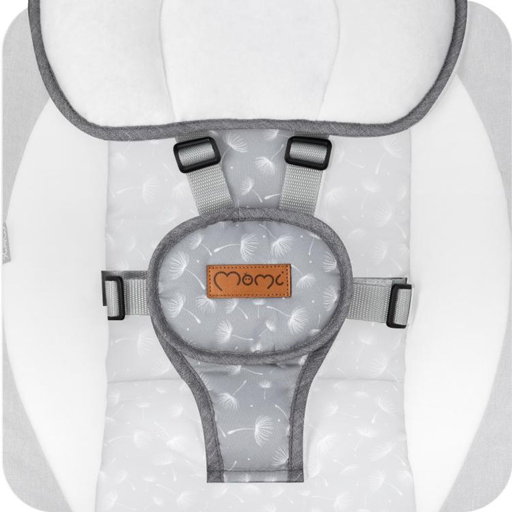 MoMi KENANI – Elektrische Babywippe mit Bluetooth, Fernbedienung & Musik, 5 Stufen – inkl. Moskitonetz – Dunkelgrau