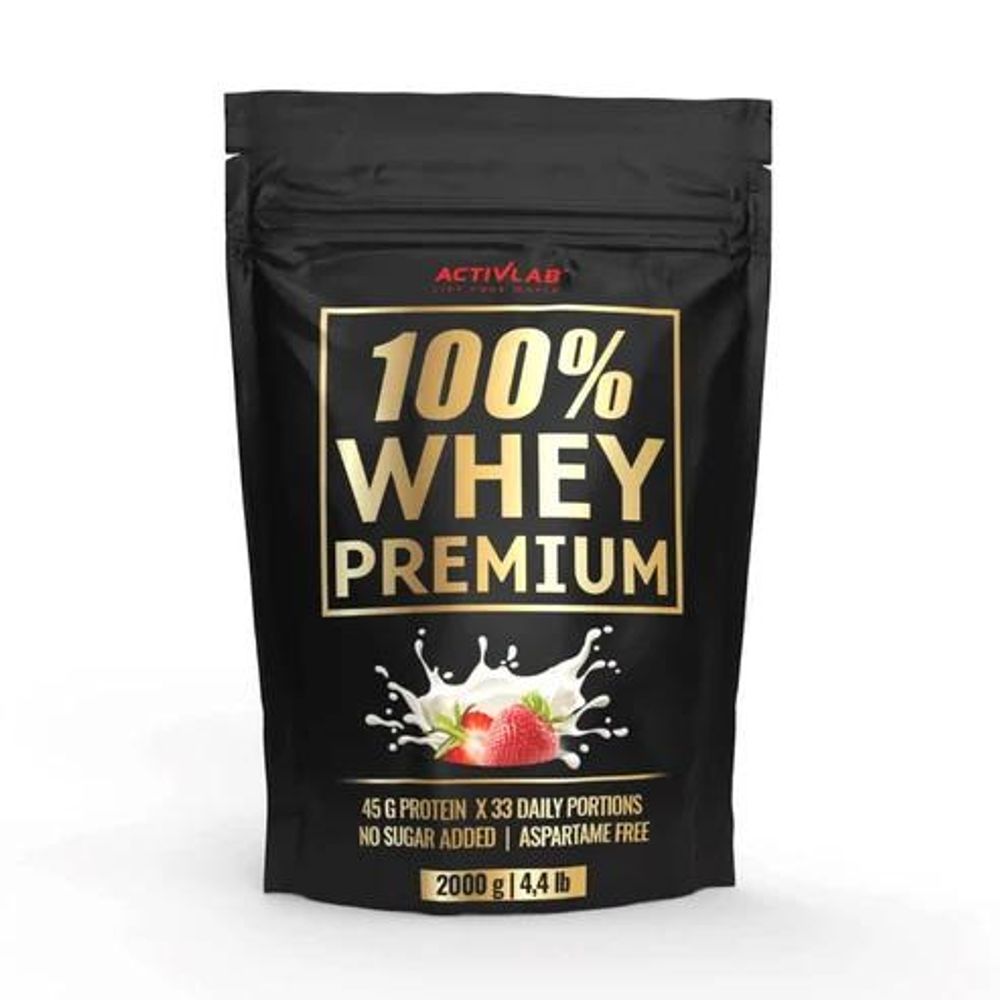 Activlab 100% Whey Premium 2000 g, Erdbeere, 75% Protein, WPC Whey Protein, wenig Zucker, ohne Aspartam, ca. 66 Portionen