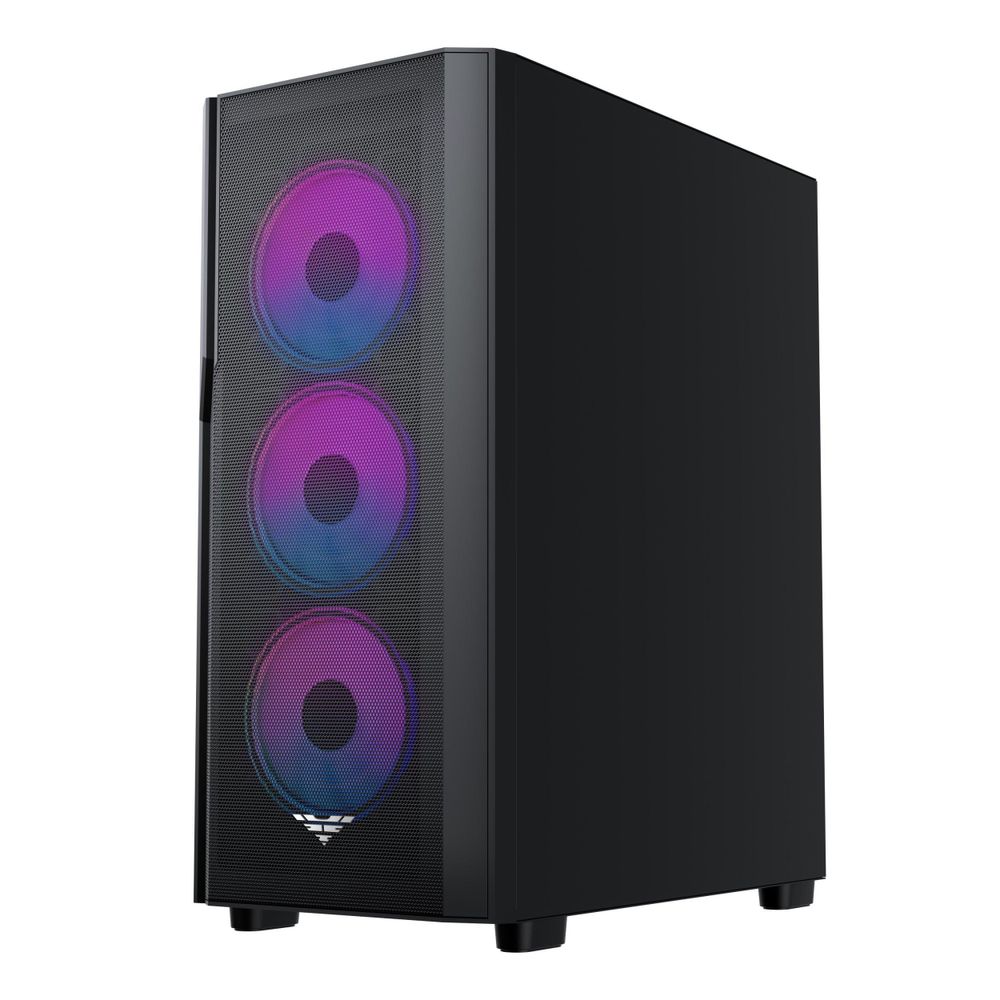 PREYON Nest Aero Gaming PC Gehäuse – E-ATX Midi Tower mit 4x120mm ARGB PWM Lüftern & Controller – Tempered Glass Sichtfenster, Mesh-Front, Staubfilter