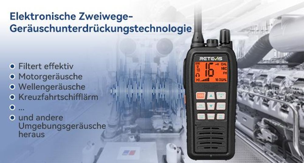 Retevis RM15 Seefunkgerät, Marine Walkie Talkie IP68, 2000 mAh Akku, Schwimmend, Vibration, 88 Kanäle, Handfunkgerät mit Lautsprecher für Bootfahren