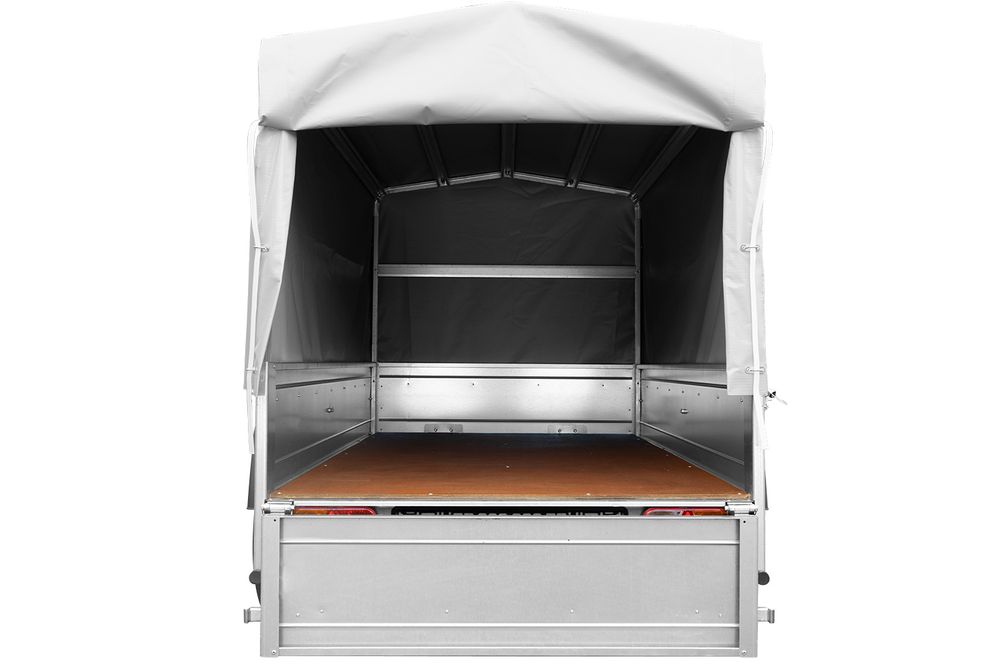 Car trailer GARDEN TRAILER 201 TIPP with support wheel, tarpaulin and high frame