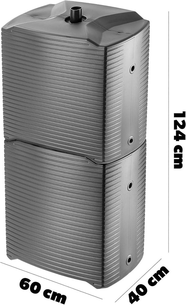 KADAX tonneau d'eau de pluie, réservoir d'eau de pluie modulaire pour le jardin, résistant aux intempéries 126 litres (2x anthracite + collecteur SET A)