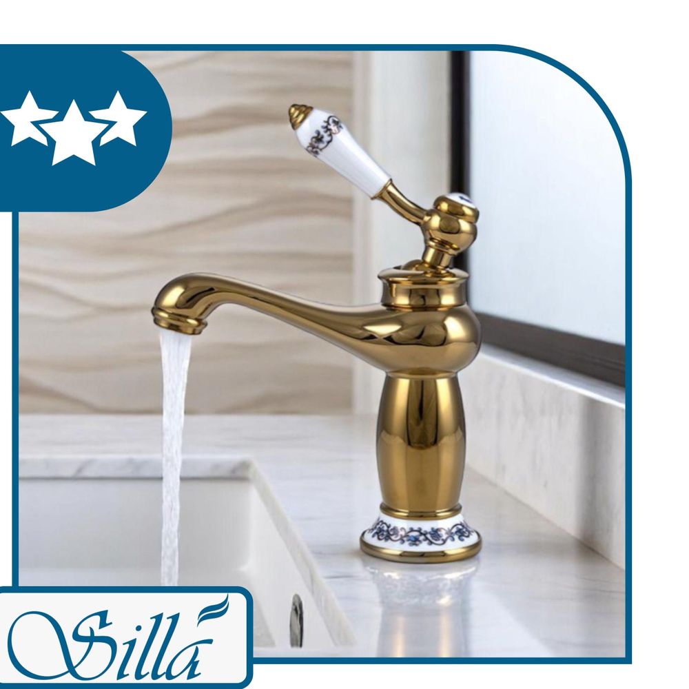 Silla, Gold, Armatur, Bad, Spültischarmatur, Wasserhahn Bad, Wasserhahn, Messing