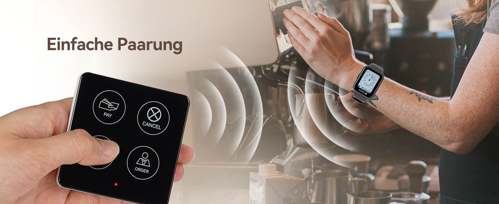 Retekess TD113-TD033 Personal Pager System, drahtloses Rufsystem, Uhr Pager Anzeige, IPX67 wasserdicht, Lange Standby-Zeit, für Restaurant, Kellnerin
