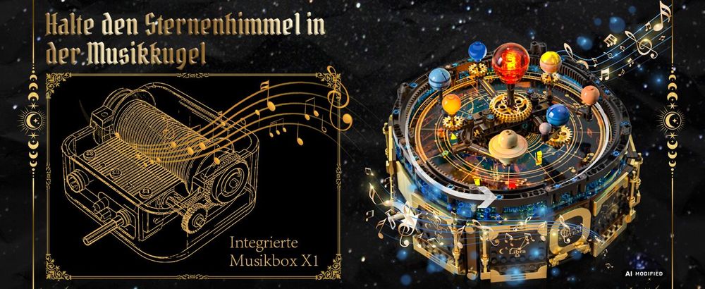 Technik Sonnensystem Modell ab 6 8 10+ Jahre Jungen Kinder, Musikbox Spielbausteine