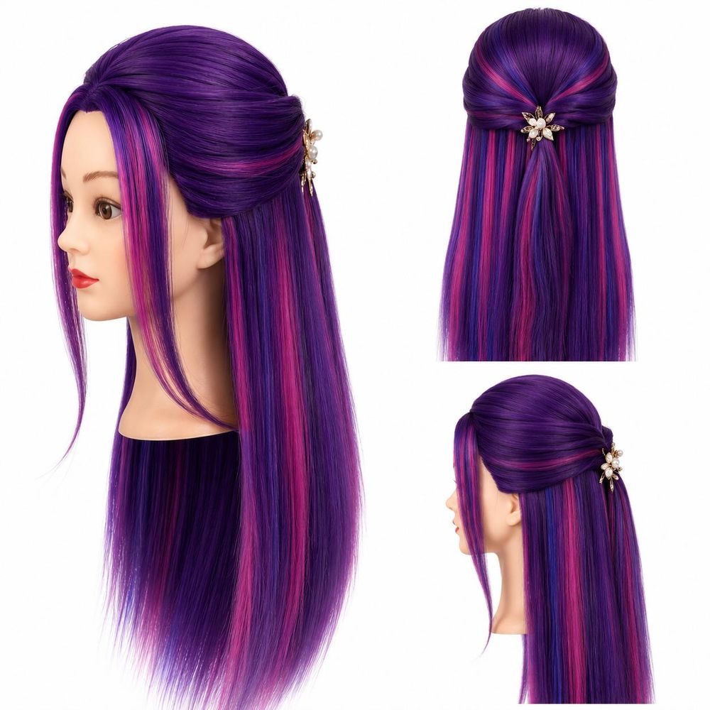 Tête à coiffer d'apprentissage Iza 90 cm cheveux thermiques + Trépied