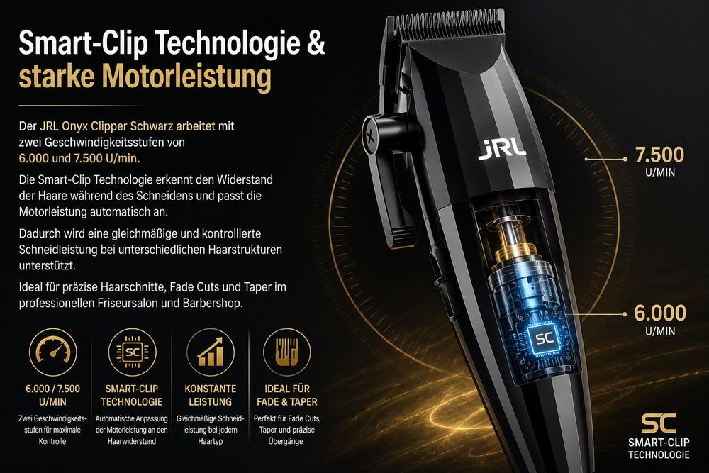 JRL Onyx Clipper Schwarz mit Smart-Clip Technologie