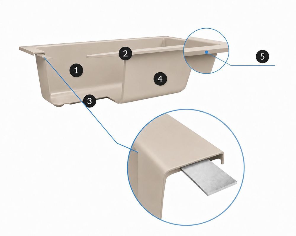 AQUA for you | Badewanne - KRONOS OVAL - Rechteckbadewanne – 160x70 cm - Kaschmir - mit Verkleidung Cappuccino Latte, Badewannenverkleidung, Rechteckwanne