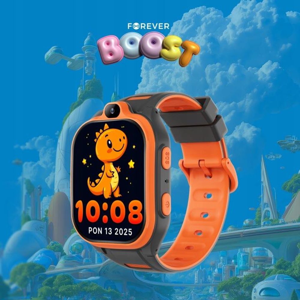 Smartwatch Forever GPS WiFi 4G Kids Boost KW-530 Orange Android KI SOS IPS 2,0" nanoSIM 2 Mpx G-Sensor IP67 GeoFencing Videoanruf 800 mAh