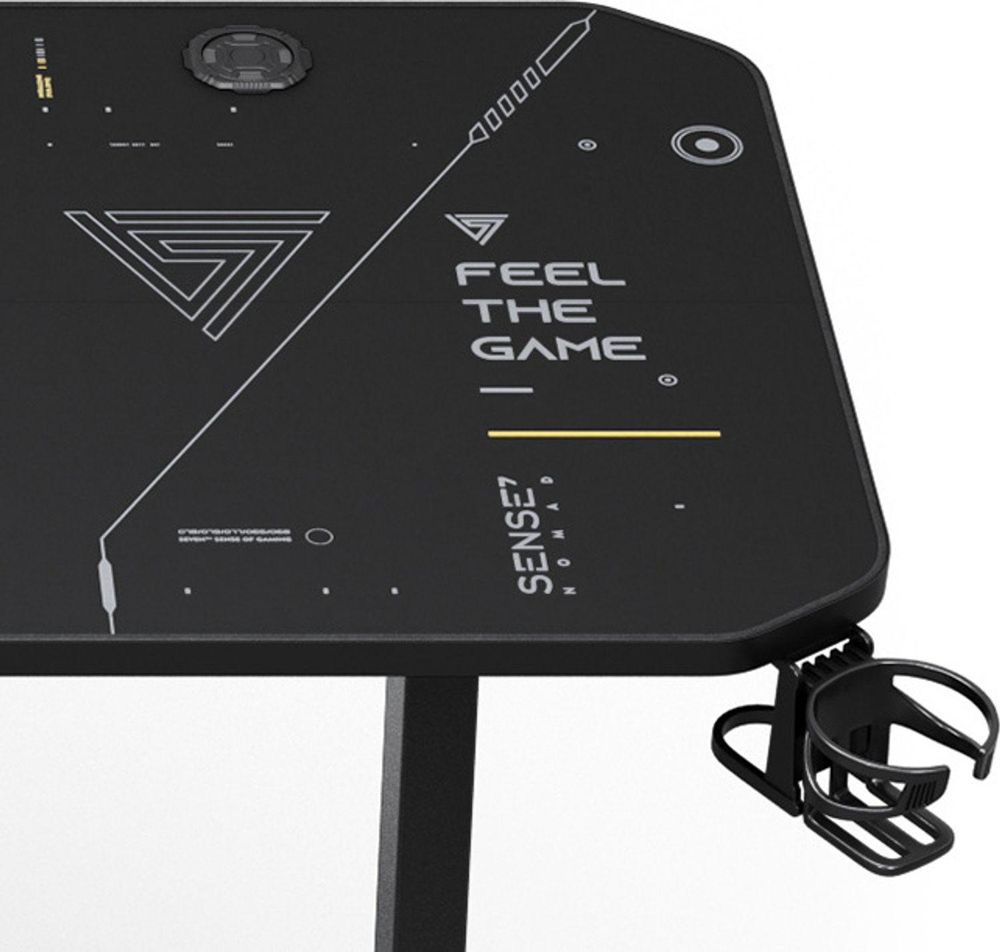 SENSE7 Nomad Cybernetic Gaming – biurko 140 x 60 cm XXL – podkładka pod mysz, biurko komputerowe, biurko dla graczy, organizacja kabli, uchwyt na zestaw słuchawkowy