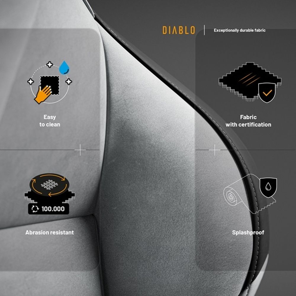 Diablo X.One Prime Gaming Stuhl Bürostuhl Schreibtischstuhl mit Kühlfunktion, Größe Normal, Farbe Grau