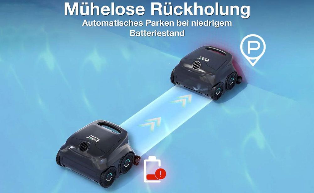 WYBOT B1 kabelloser Poolroboter mit Vollabdeckung & Kantenreinigung Black Neu