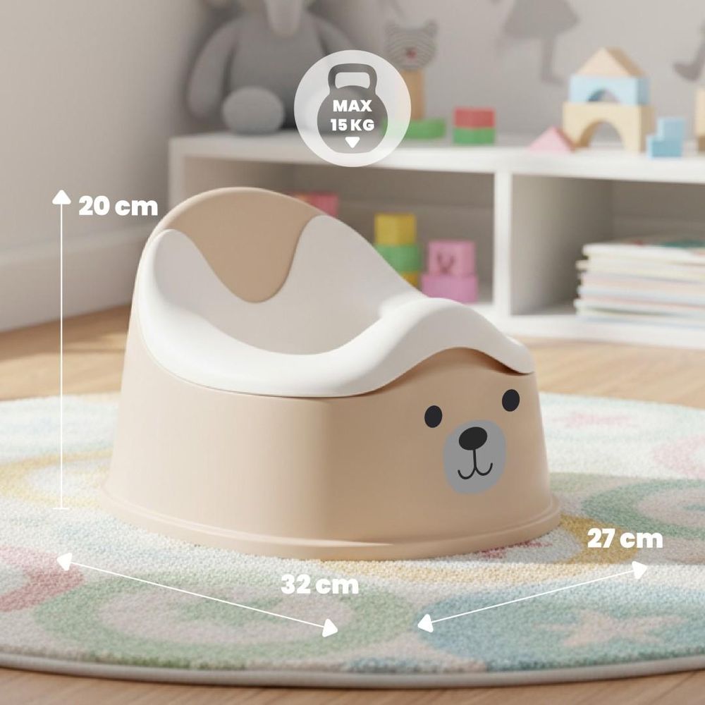 Pot bébé SUN BABY beige-blanc avec mesures et icône de poids maximal.