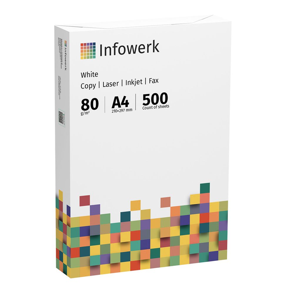 Infowerk Druckerpapier Kopierpapier 5000 Blatt 10 x 500 A4 80g Premium Weiß PEFC