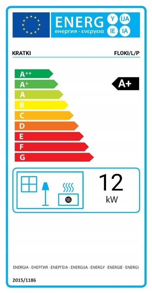 Kamin KRATKI FLOKI L Links 12kW Ø200 Schwarz mit Türschließung Set für Montage