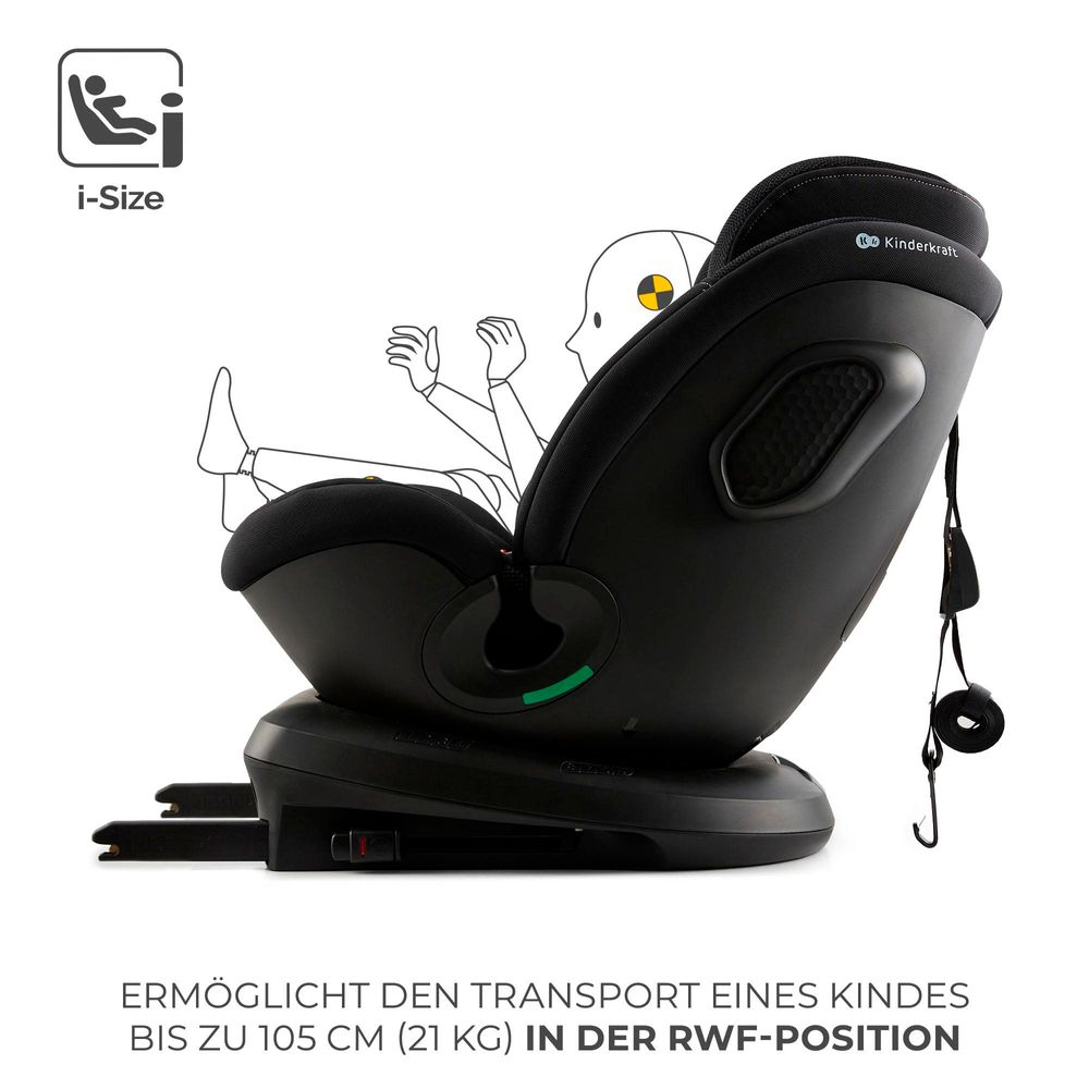 Kinderkraft XPEDITION 3 i-Size - Autositz 40-150 cm - 360° drehbar - RWF bis 22 kg - SPS+ und H-GUARD+ Systeme - Ergonomisch - Atmungsaktiv - Schwartz