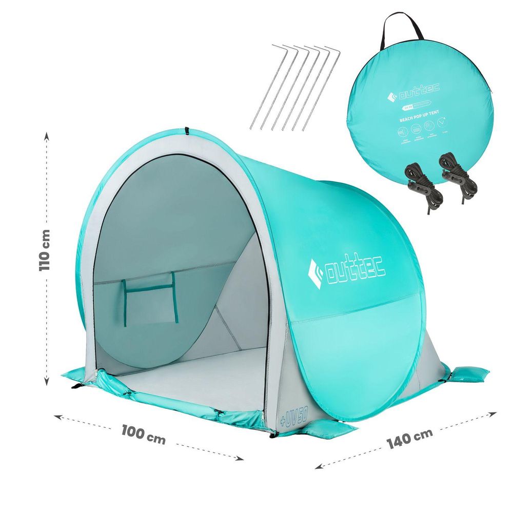 Pop-Up Strandzelt Outtec (140x100x110 cm) mit Heringen und Tragetasche