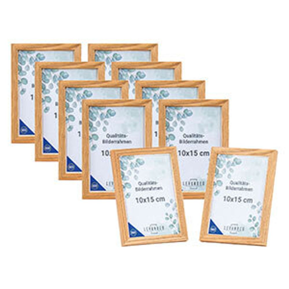 10 Stück Bilderrahmen Echtholz  EU 10x15 Natur mit Glasscheibe Portrait Fotorahmen Set Holz Kiefernholz Picture Frame