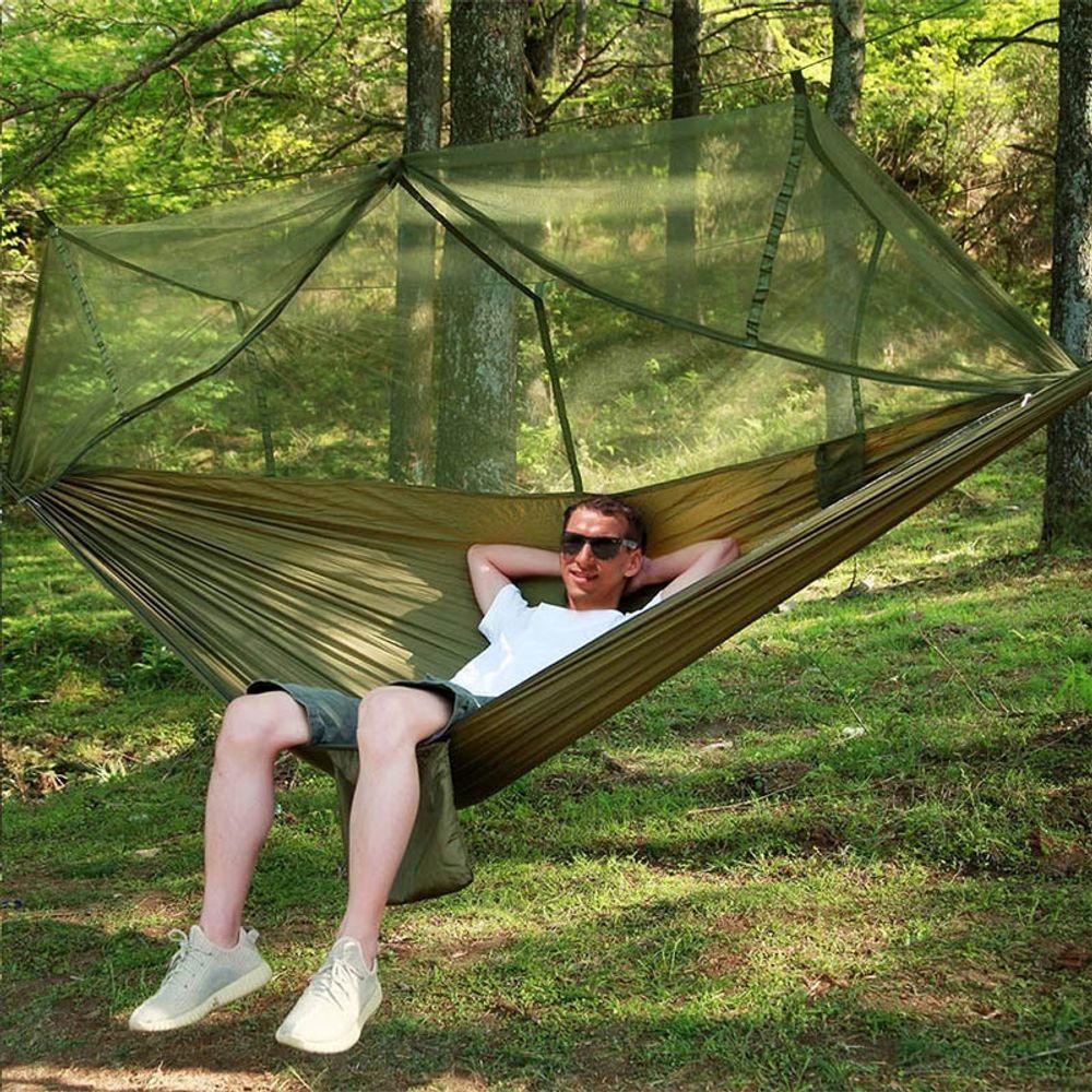 Hängematte mit Moskitonetz & Reißverschluss – Outdoor Camping Hammock, 2-Personen, ultraleicht & wasserdicht, Hohe Tragkraft, 260x140 cm – Retoo