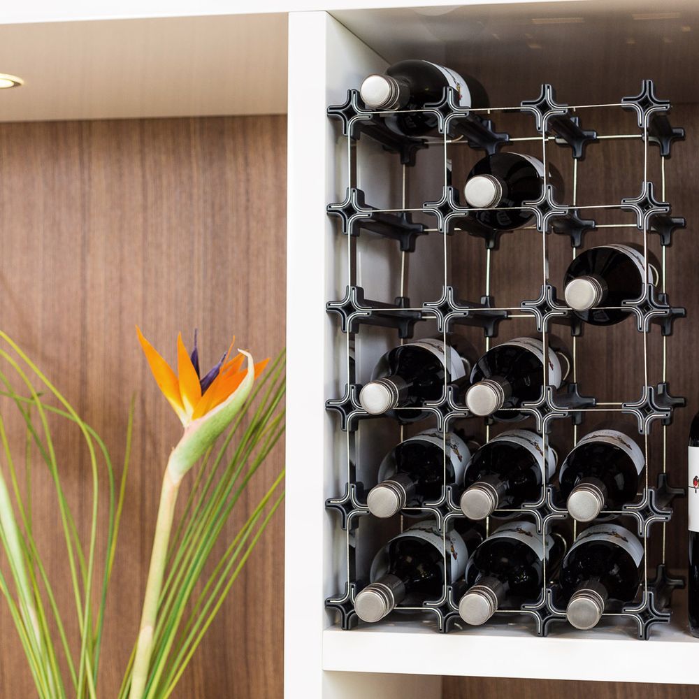 NOOK® Weinregal stapelbar 9er-Set – modulares Flaschenregal für bis zu 12 Flaschen, Stecksystem, erweiterbar – für Küche, Keller, Hausbar