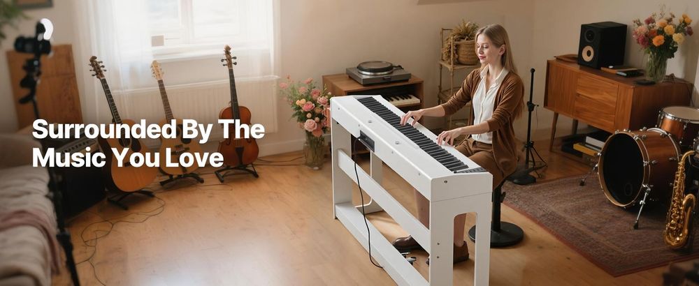 VEVOR Gewichtetes Digitalpiano, 88 Tasten vollgewichtet, E-Piano-Tastatur mit Möbelständer, Netzadapter, Dreifachpedal, Aufnahmefunktion, 280 Töne, Kabellose Verbindung, für Anfänger, Weiß