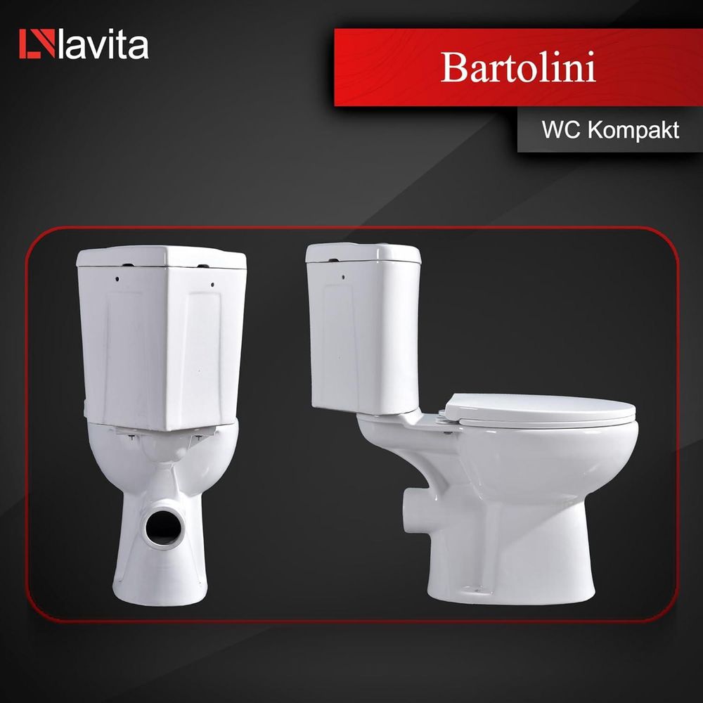 Lavita | WC Kompakt- Weiß - Mit Sanft Schließendem Deckel - Keramik - Nischenmontage - Bartolini