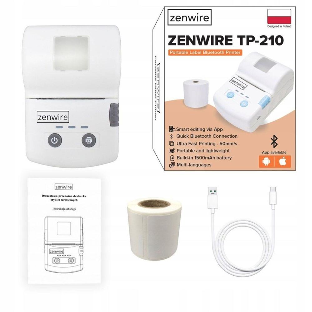 Mini-Drucker - Drucker für Etiketten und Aufkleber - tragbar - Thermodrucker - Bluetooth USB-C - mit integriertem 1500-mAh