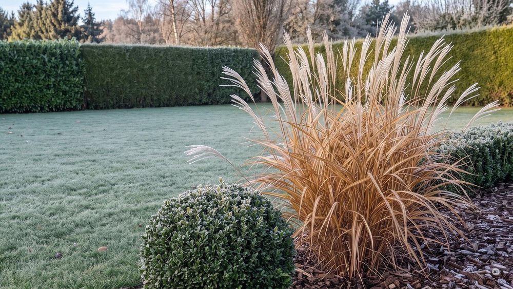 Ausgebleichtes Wintergerüst mit Raureif