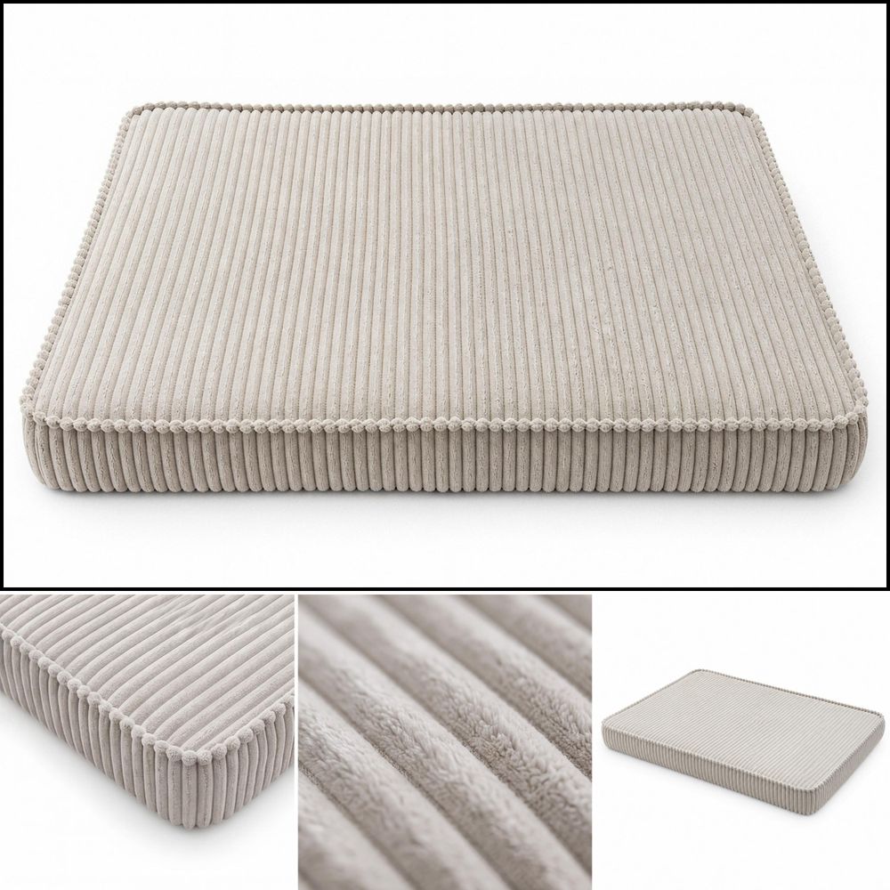 Hundebett Hundekissen Hundematte Cord 45X65X8 Cm Beige