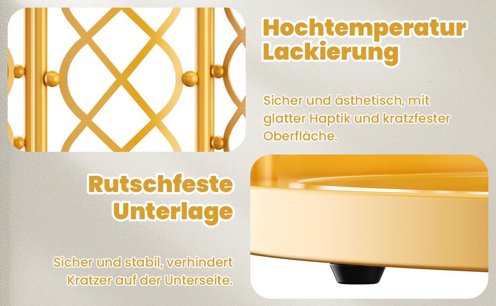MODFU Couchtisch rund Gold,2er set Sofatisch mit weiße Tischplatte,Wohnzimmertisch, Satztische, Beistelltisch für Schlafzimmer und Wohnzimmer