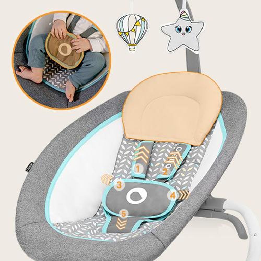 Lionelo Pascal babywippe babyschauke babynest baby wippe kinder schaukel bouncer Grau