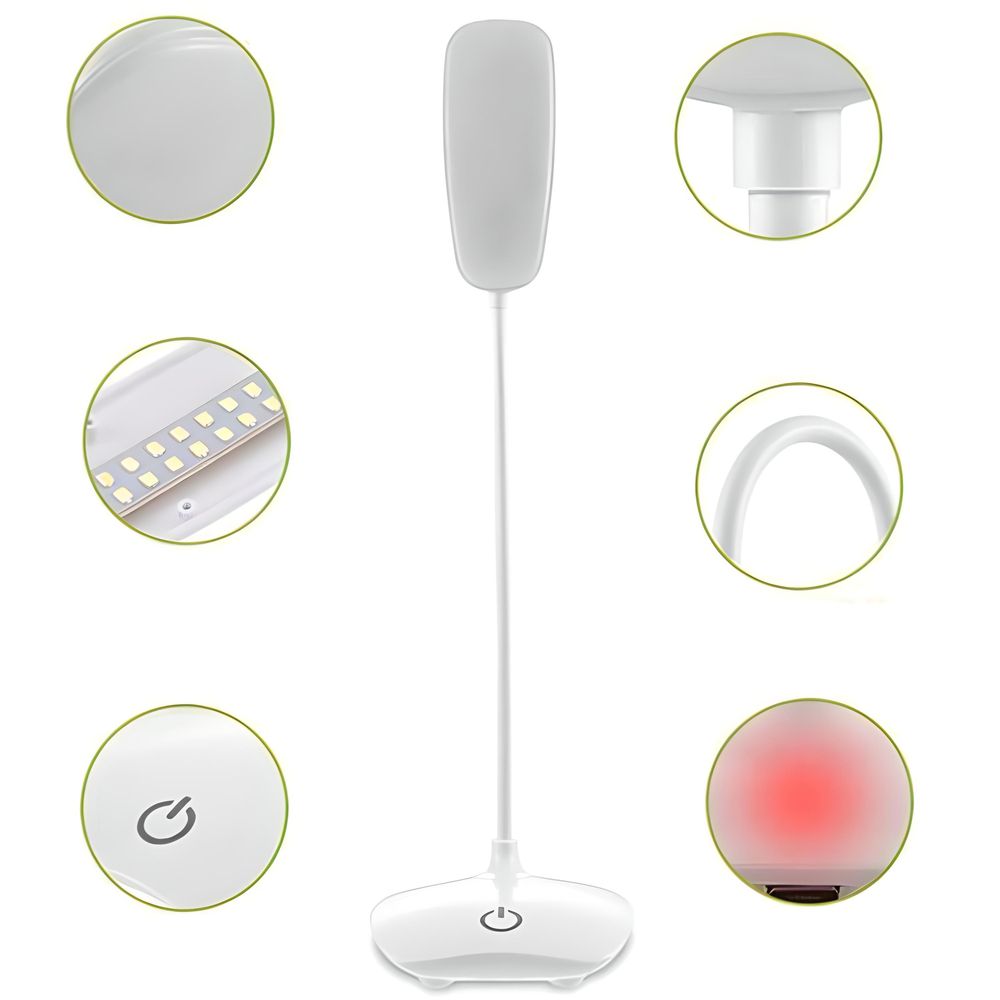 Schreibtischlampe LED Tischlampe mit Touch Dimmbare 3 Helligkeits Schreibtischleuchte Leuchte Büro Helligkeitsstufen Nachttischlampe Lesen Weiß Retoo