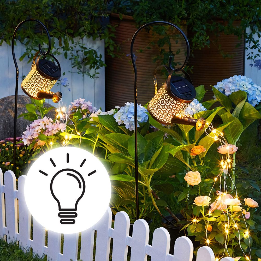 Solarlampen Giesskanne für Außen mit Dämmerungssensor, LED Strahler – IP65 Wasserdicht, 360° Beleuchtung, LED für Garten & Terrasse, 81 cm – Retoo