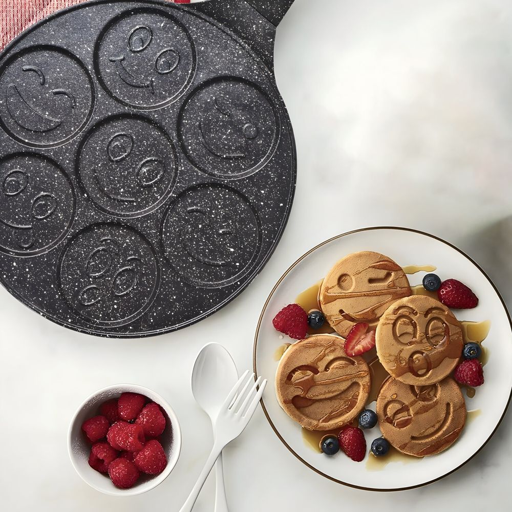 Smiley Emoji Pfannkuchen Pfanne Ø26cm Alu Guss Pancake Pfanne Bratpfanne Crepepfanne Antihaft Pfannkuchenpfanne Spiegeleipfanne Retoo