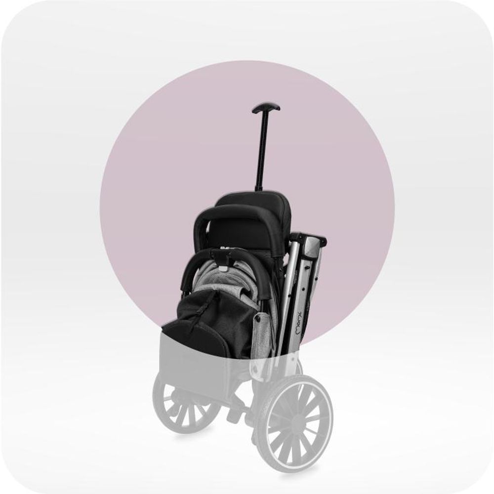 MoMi ESTELLE PLUS LIGHT Kinderwagen Buggy bis zu 22 kg - Leicht, Große Räder Koffer - Grau