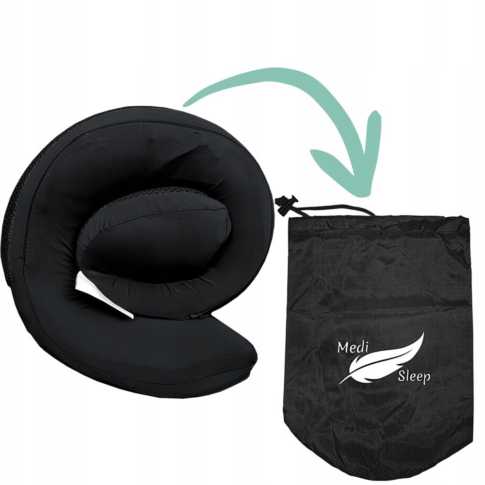 Nackenkissen aus weichem Memory Foam - Reise-Kissen für Flugzeug & Auto - Reisekissen mit praktischen Schnallenverschluss