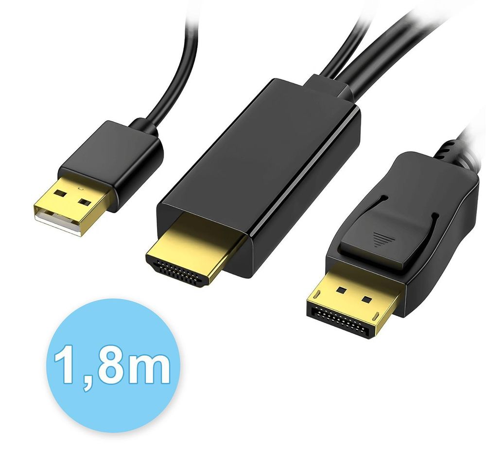 Reagle Kabelkonverter Von Hdmi Auf Displayport Dp 4K 60 Hz, 1,8 M Bildschirm Klonen, Bildschirm Erweitern Robuste Konstruktion Verstärkte Kabel