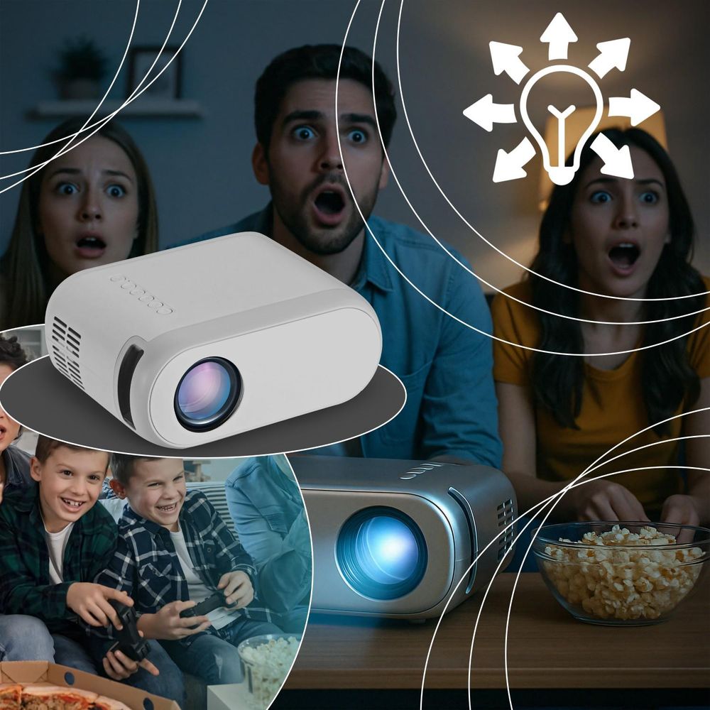 Mini Beamer | Projektor Tragbarer | Full HD, 1080P, WiFi kompatibel mit Android, Laptop, PC, Smartphone | Smart 3000 Lumen, 800:1 | Retoo