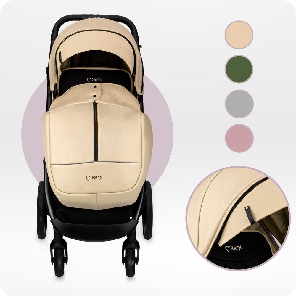 MoMi MIYA Kinderwagen Buggy – 10" Räder, Moskitonetz, Regen- & Fußschutz – Beige