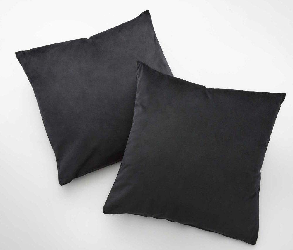 2er Set Sofakissen mit Füllung »Milano« HxB 45x45 cm Schwarz Dekokissen mit Komfort-Samt-Bezug und Reißverschluß mit Füllkissen Extra Weich Couchkissen, 203572-2